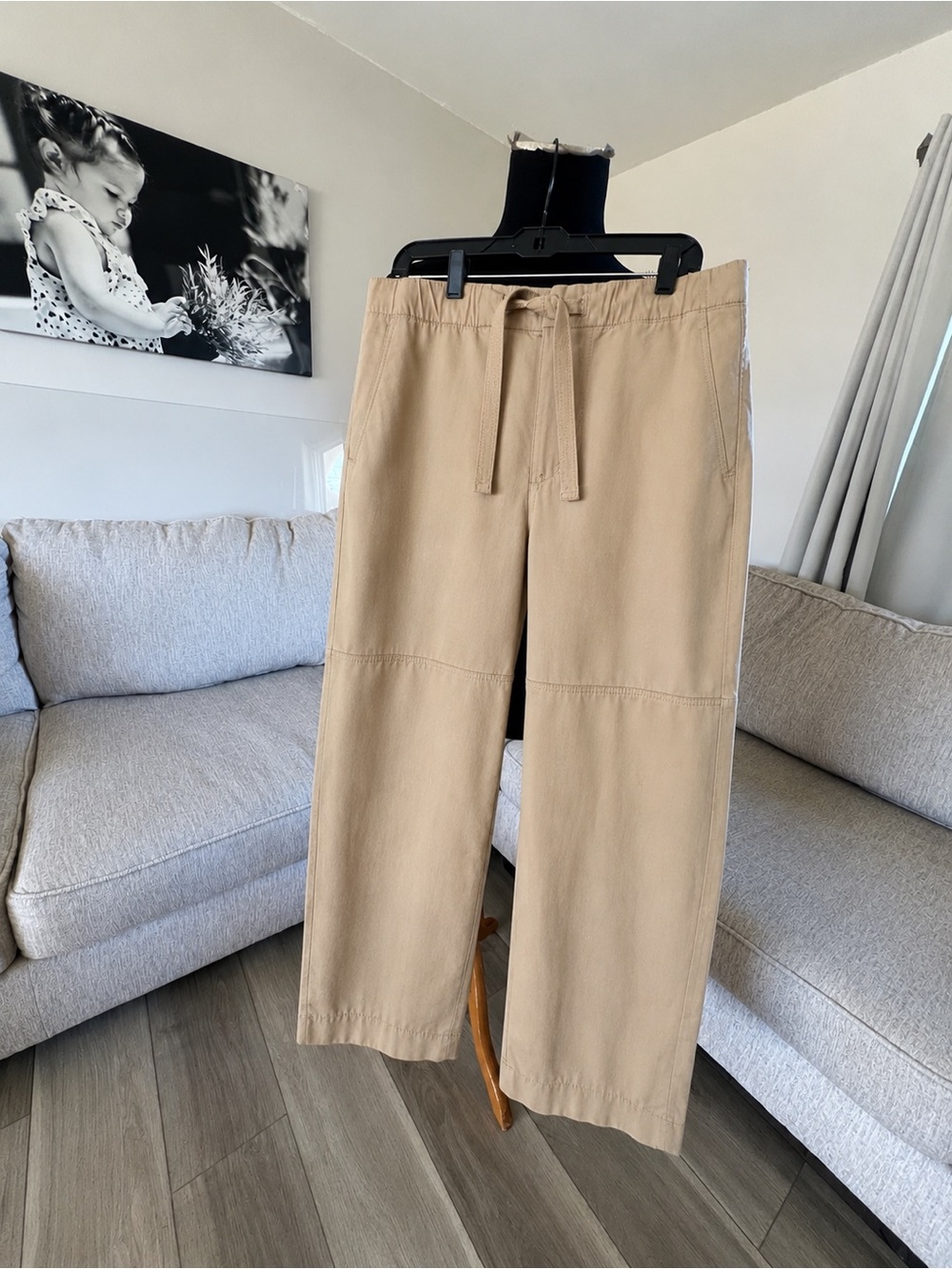 Casual Drawstring Pants - Beige
